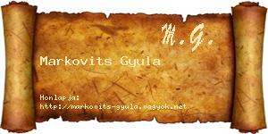 Markovits Gyula névjegykártya