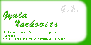gyula markovits business card